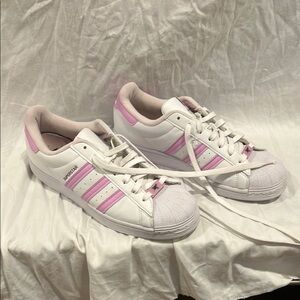 Adidas Superstar White and Pink Sneakers